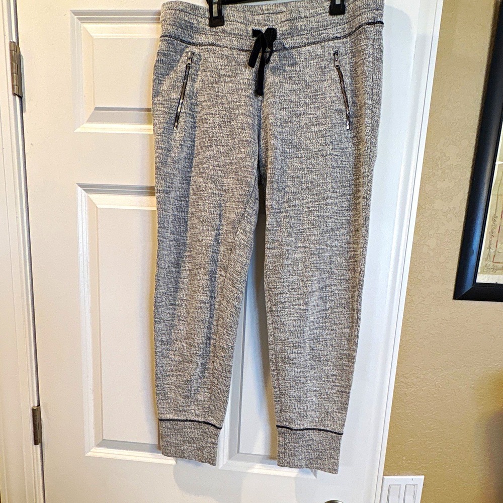 Aerie Jogger Pants, Women's M, Gray Flecked Knit, Drawstring, Pockets, 27"